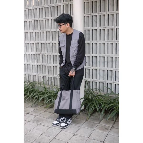 Carry All V1 Canvas Totebag Grey Black - Image 2