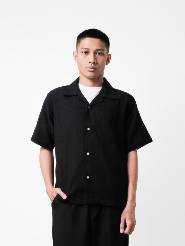 Common Days | Relaxed Linen Shirt Black | - Image 8