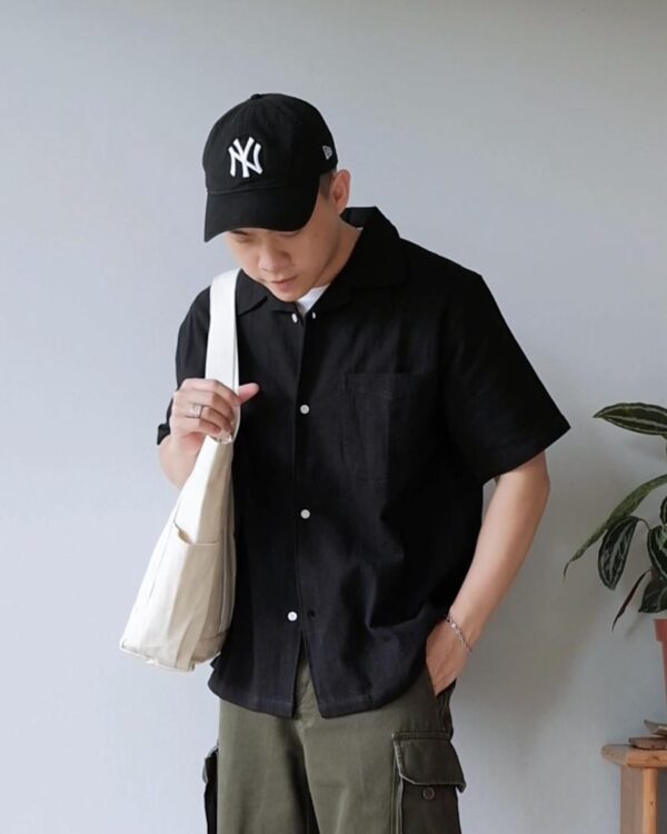 Common Days | Relaxed Linen Shirt Black | - Image 5