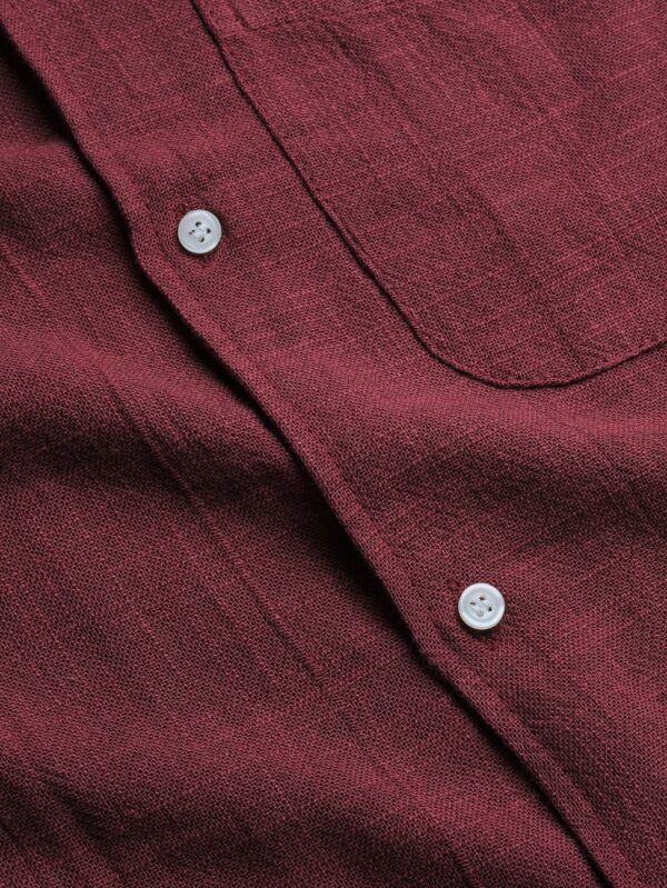 Common Days | Relaxed Linen Shirt Maroon | - Image 8