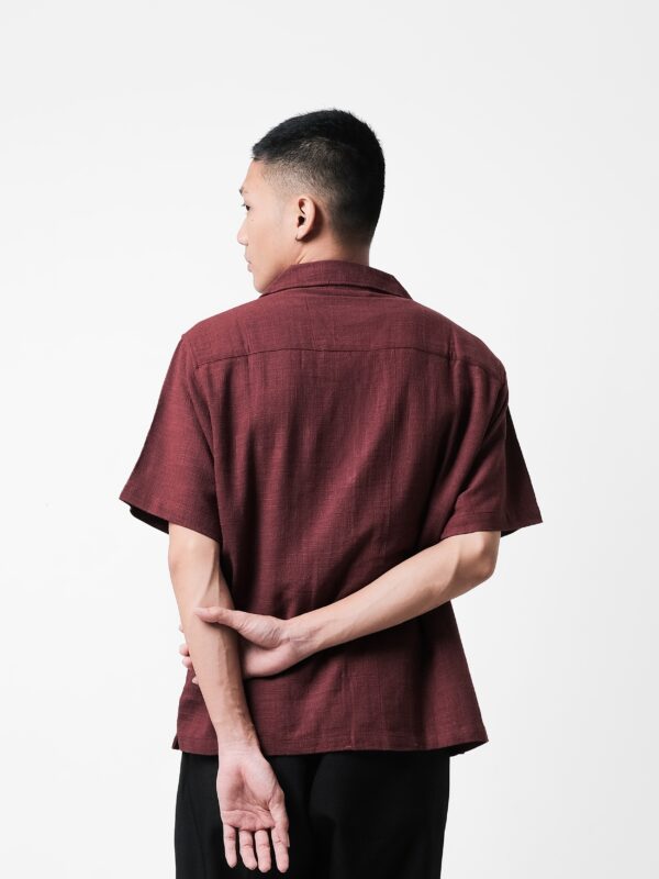Common Days | Relaxed Linen Shirt Maroon | - Image 6
