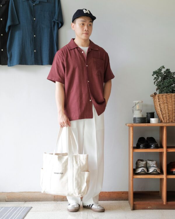 Common Days | Relaxed Linen Shirt Maroon | - Image 3