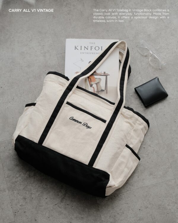 Carry All V1 Vintage Totebag Black Common Days - Image 6
