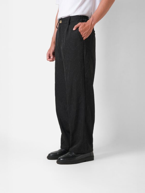 Common Days | Relaxed Wide Trouser Pants Stripe Black - Image 3