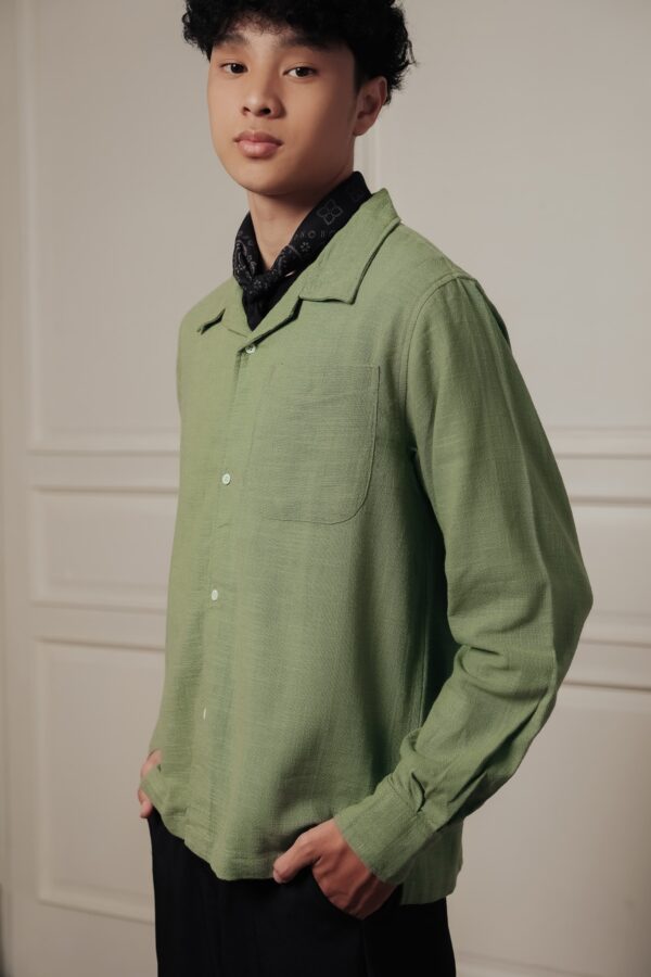 Common Days | Relaxed Long Sleeve Linen Shirt Army