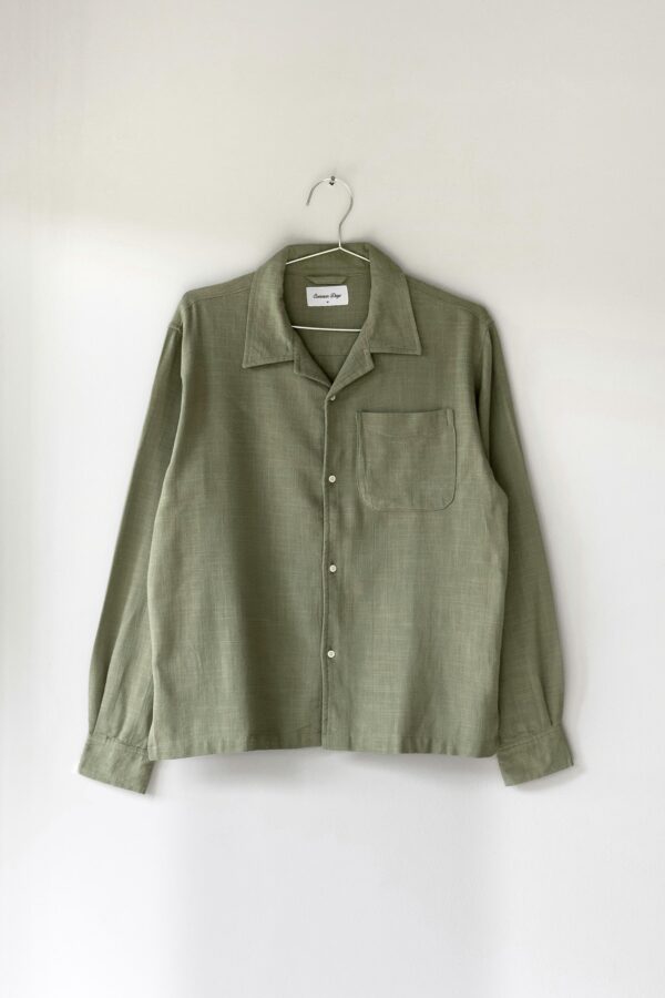 Common Days | Relaxed Long Sleeve Linen Shirt Army - Image 7