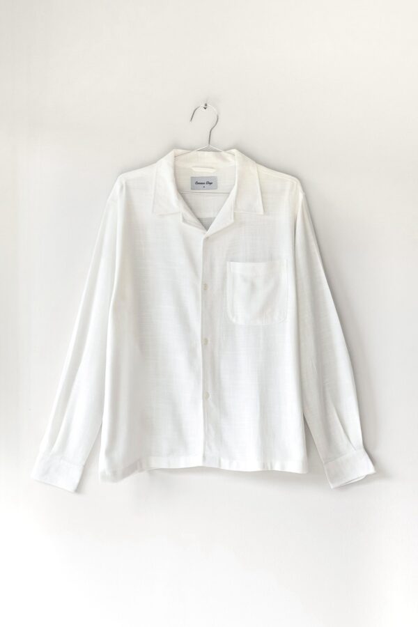 Common Days | Relaxed Long Sleeve Linen Shirt Broken White - Image 5
