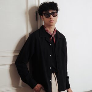 Common Days | Relaxed Long Sleeve Linen Shirt Black