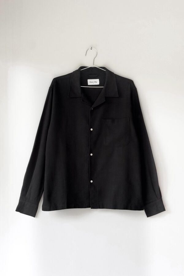 Common Days | Relaxed Long Sleeve Linen Shirt Black - Image 7