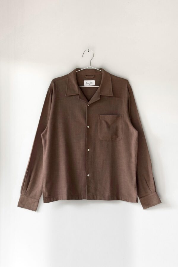 Common Days | Relaxed Long Sleeve Linen Shirt Dark Brown - Image 4