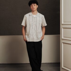 Common Days | Relaxed Linen Stripe Black Shirt