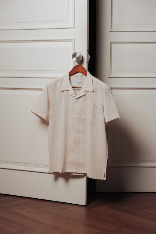 Common Days | Relaxed Linen Stripe White Shirt - Image 5