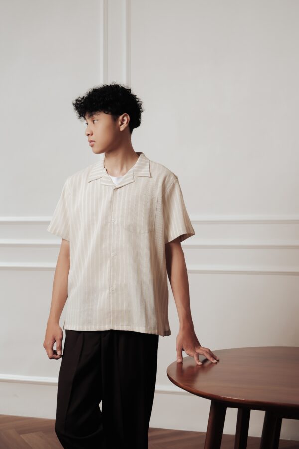 Common Days | Relaxed Linen Stripe White Shirt