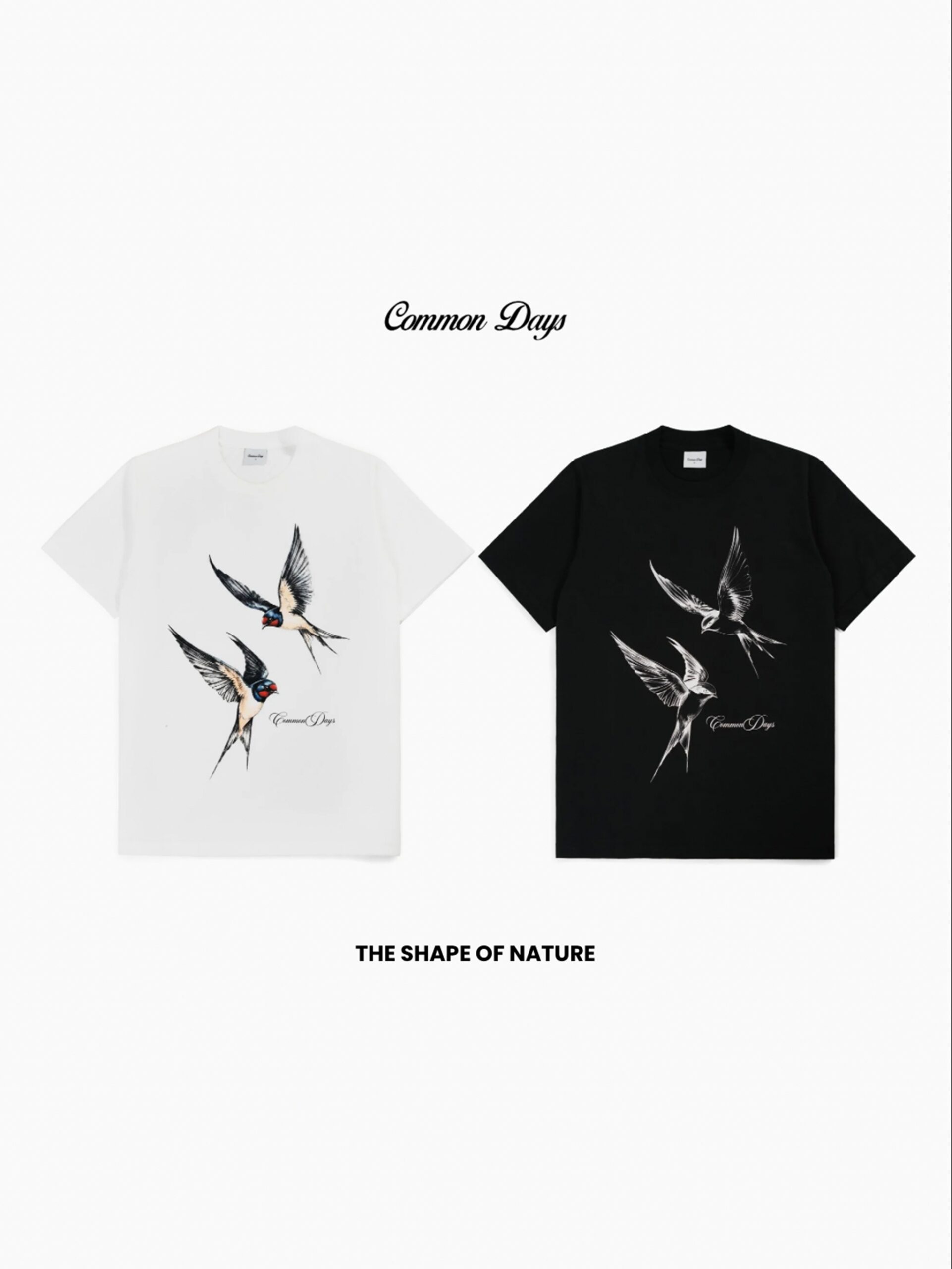 Common Days | Tshirt kaos Swallow Bird White Black